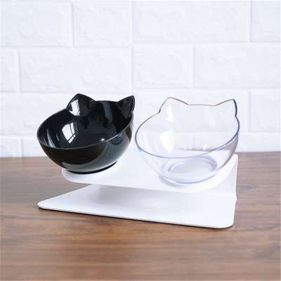 Cat Double Bowl Pet Feeder Non-slip Cat Transparent Bowls Pet Food Bowls For Cats And Small Dogs Pet Supplies