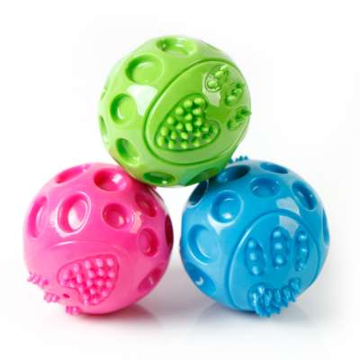 Durable Squeaky TPR Toy Bite Chew Pet Cat Dog Chew Toy Ball With Teeth