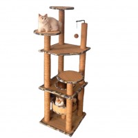 Seaweed rope cat tree rattan mat three-layers rattan cat house