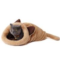 Cat sleeping bag bed fleece washable cat bedding snuggle kitty sack suitable for cat and puppy