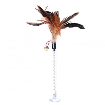 Cat spring sucker feather chicken feather bell funny cat stick