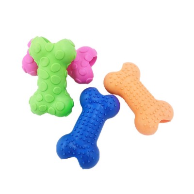 Soft Rubber Molar Toy Pet Bite Cleaning Tooth Toy Bone Shape Multicolor Chew Toy