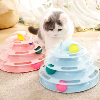 New cat toy turntable cat four-layer turntable pet puzzle play track tower funny cat toy disk