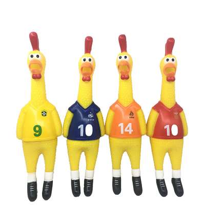 Hot World Cup Football Screaming Chicken Silicone Molar Squeak Pet Toy