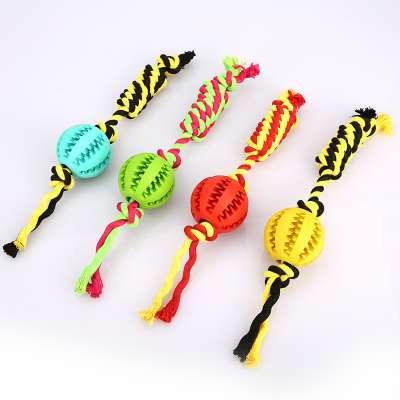 New and unused Pet Dog Puppy Cat Rainbow Colour Rubber Ball Toy 10cm Tpr Woven Teeth-cleaning Pet Toy