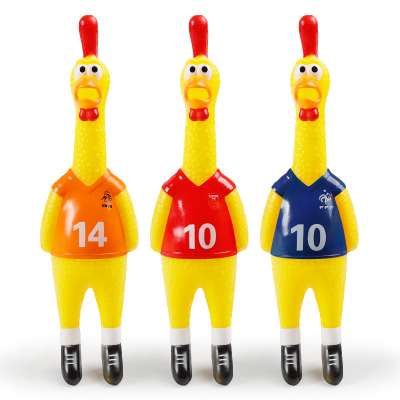 High Quality Rubber Shrilling Chicken Toys Vent Stress Release Elastic Chicken Squeeze Dog Toys With Number