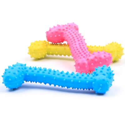 Funny Cheap Wholesale Bone shape  TPR Toy Teeth Cleaning Chew Soft Dog PetToy