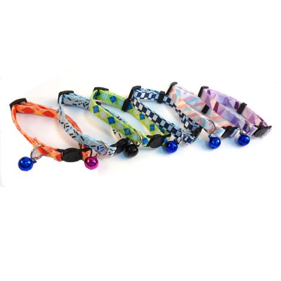 Wholesale Multi Colors Paw Print Adjustable Nylon Pet Cat Dog Collar with Bell  Colorful Adjustable Nylon Dog Collar