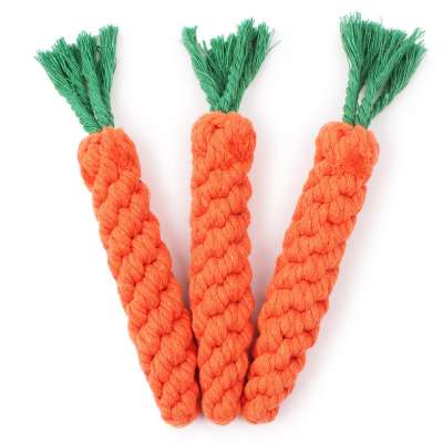 Wholesale handmade knitted carrot shape pet dog cotton rope toy