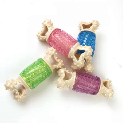 High quality Pet Toy Nylon strange sound Interactive Dog Bone Squeak Toy  for aggressive chewers