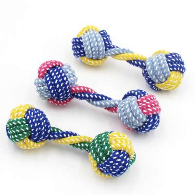 Cats & Dogs Toys  Candy-colored Cotton Rope Dumbbells Dog Bite Rope Wear-resistant Teeth rope Ball Pet Supplies